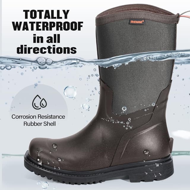 Thumbnail 3 de Showave Square Toe Rubber Boots for Men Waterproof Gardening Boots