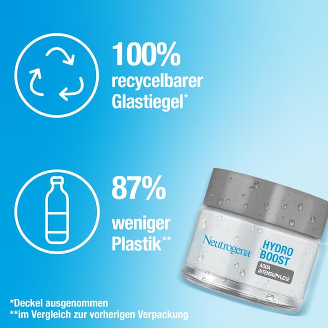 Detalle de Neutrogena Hydro Boost Aqua Intensivpflege mit Hyaluronsäure – feuchtigkeitsspendende Tagescreme für trockene Haut (50 ml)