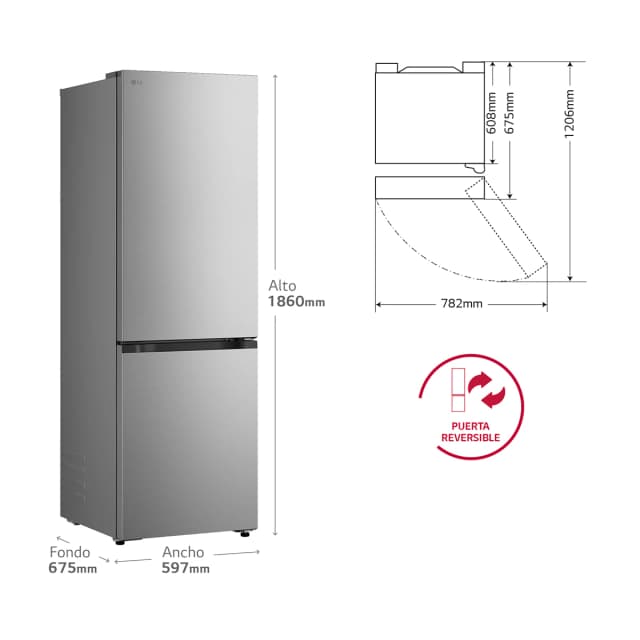 Thumbnail 1 de LG GBBS716CPY Frigorífico Combi 1,86 m