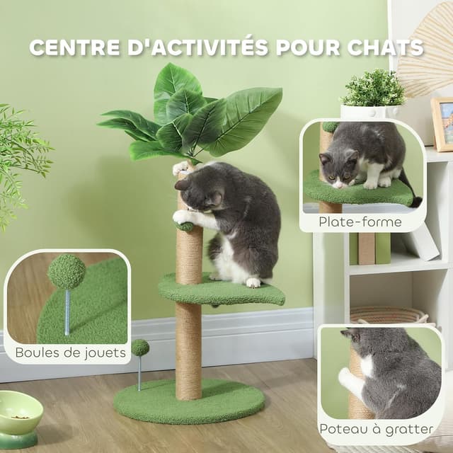 Thumbnail 3 de PawHut arbre à chat 83 cm Vert