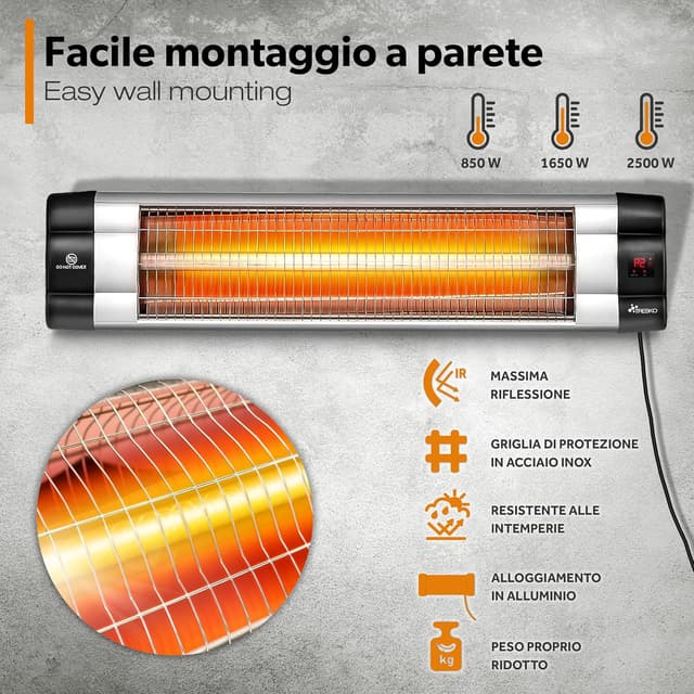 Thumbnail 3 de TRESKO Riscaldatore ad Infrarossi 2500W