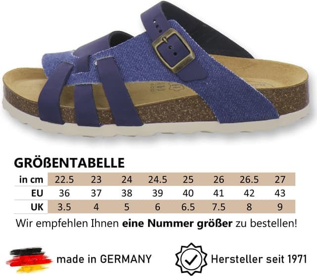 Detalle de AFS-Schuhe : sandales confort femme en cuir, semelle intérieure rembourrée et boucle réglable