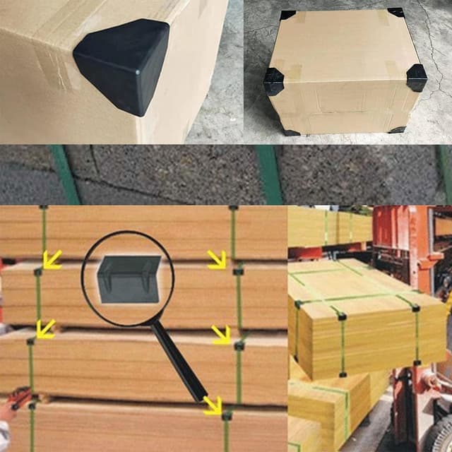 Detalle 2 de YouU 100 pcs Carton Packing Corner Guard Frame Corner Protectors (Black, V-shaped edge guards)