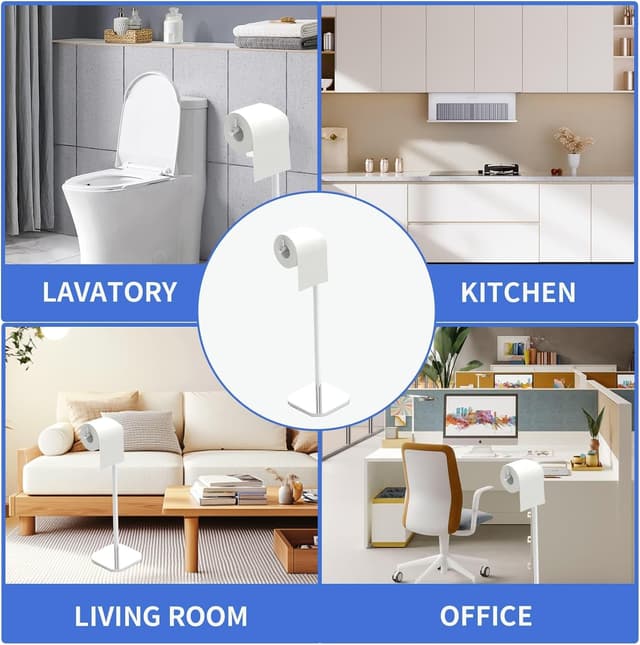 Thumbnail 6 de Toilet Roll Holder Free Standing Stainless Steel Chrome Stand for 6 Rolls (Silver)