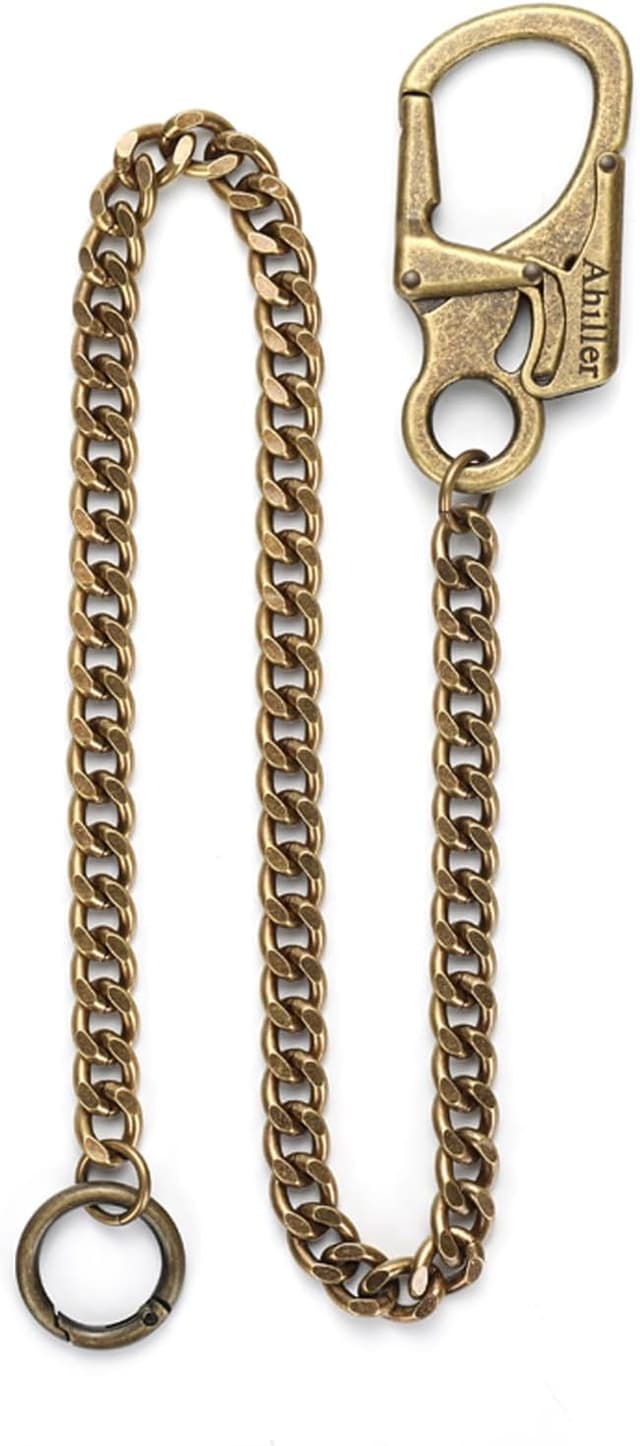 Detalle de Chaîne de portefeuille pour homme Ahiller avec mousqueton en alliage et chaîne en acier inoxydable (gris acier)