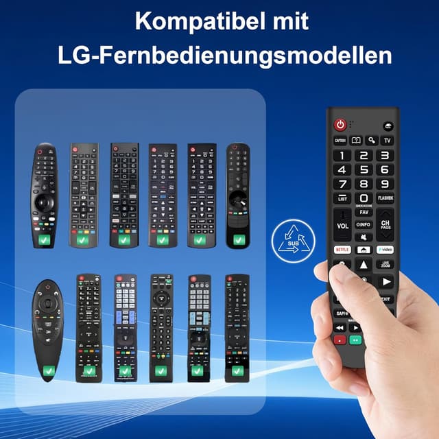 Detalle de Universalfernbedienung (Pack of 2) Ersatz für LG Smart TVs AKB75095307 per IR