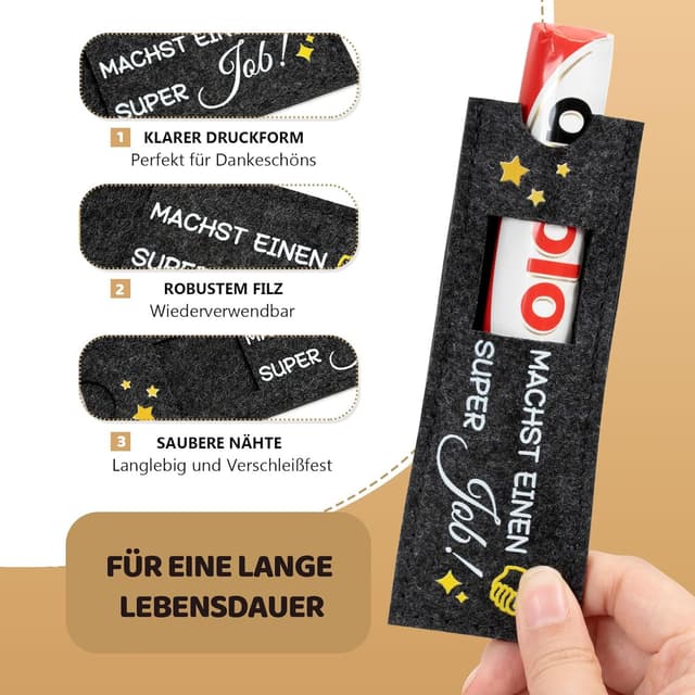 Thumbnail 5 de Mitarbeiter Geschenk - 12 Stück Hülle Filz Kompatibel mit Duplo Schokoriegel Geschenk Verpackung, Kleine Geschenke für Kollegen Team Dankeschön Jobwechsel Ruhestand
Mitarbeiter Geschenk - 12 Stück Hülle Filz Kompatib…