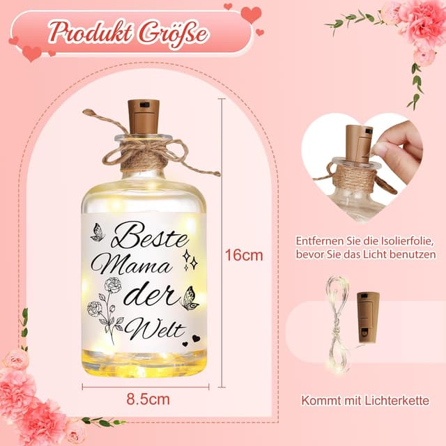Thumbnail 6 de Linkax Muttertagsgeschenk LED-Flaschenlicht „Beste Mama der Welt“