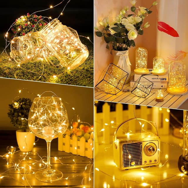 Thumbnail 6 de Forepin 23 m LED-Lichterkette innen mit Stecker, 200 warmweiße LEDs, Timer & 8 Modi