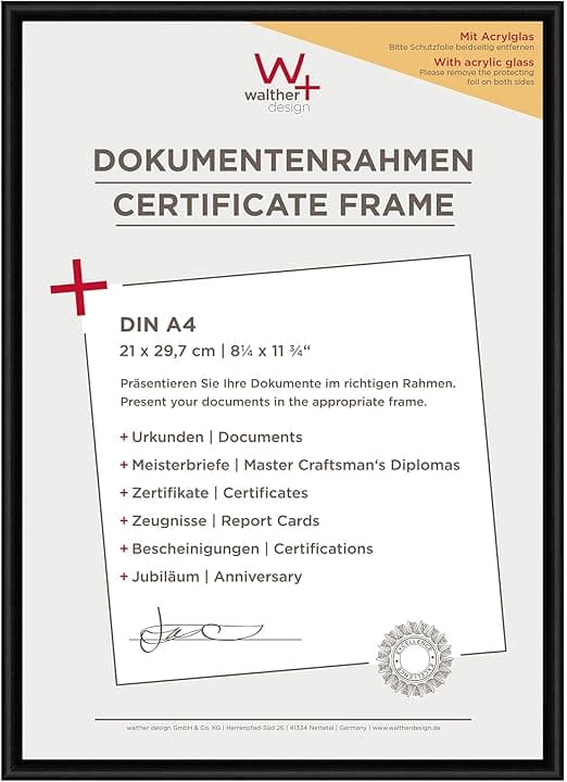 Detalle de walther design KVX130B marco de fotos negro 21x29.7 cm 🖼