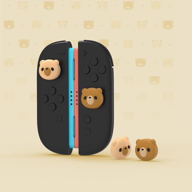 Detalle 2 de PlayVital 4pc Thumb Grips for Nintendo Switch 2 Joycon 2 in kawaii silicone – Cozy Bear set