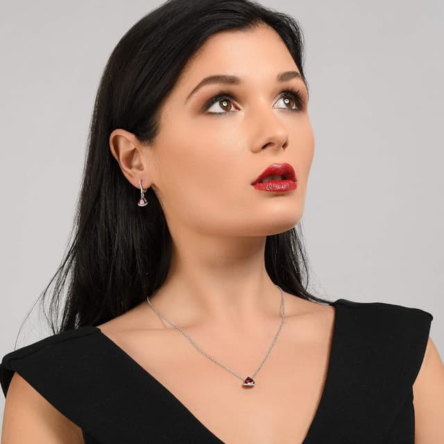 Detalle de Namana Boucles d’oreilles pendantes en triangle avec zircons colorés