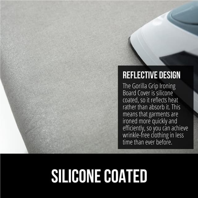 Detalle de Gorilla Grip The Original Ironing Board Cover and Pad (Silicone Coating, 400°F Scorch Resistant) Silver 15x54