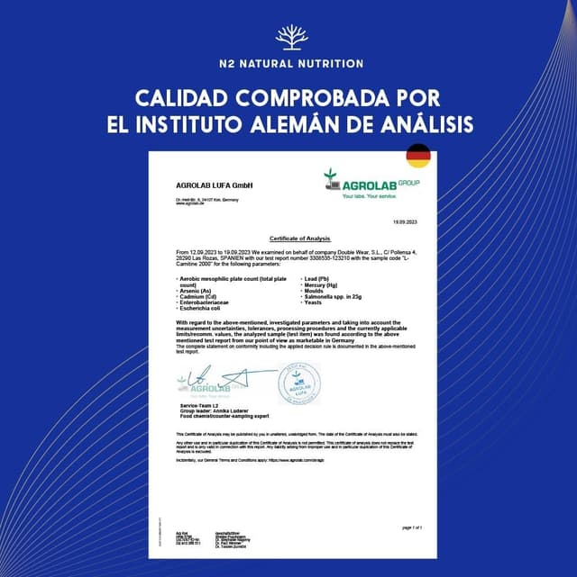 Thumbnail 5 de N2 Natural Nutrition L-Carnitina 2000mg 💪 150 cápsulas