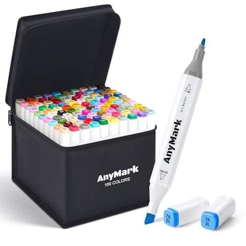 Detalle de AnyMark rotuladores de alcohol de doble punta (100 colores) para bocetos, cómics y colorear