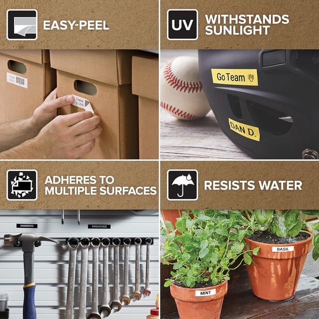 Detalle de DYMO Authentic D1 Labels (9mm x 7m) – Black Print on White self-adhesive rolls for LabelManager