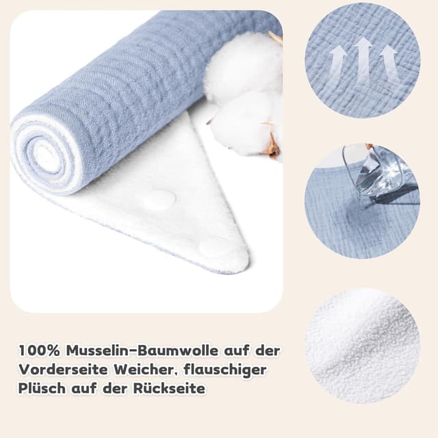 Detalle 2 de Susurration Baby Dreieckstuch & Musselin-Sabberlätzchen mit verstellbaren Druckknöpfen – für Junge und Mädchen