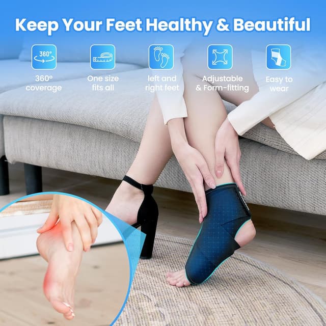 Detalle de ONLYCARE Ankle Ice Pack Wrap – soft gel wrap for hot & cold therapy