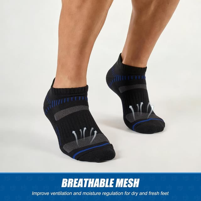 Detalle 2 de Niofind trainer socks (6 pairs) – cushioned ankle low-cut running and walking socks, cotton blend in black, white and grey