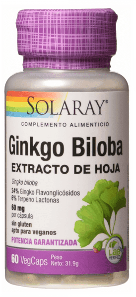 Imagen de Solaray Ginkgo Biloba 60 mg — 60 cápsulas en OfertitasTOP