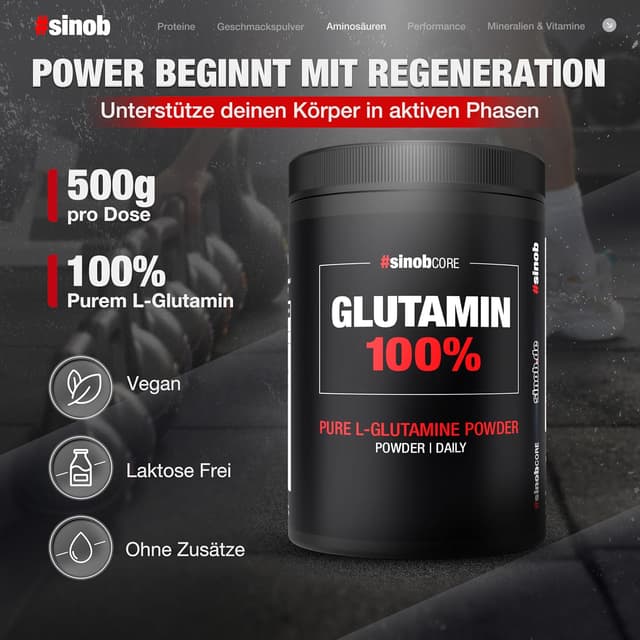 Thumbnail 1 de Glutamin 100% Pulver 500 g đź§Ş