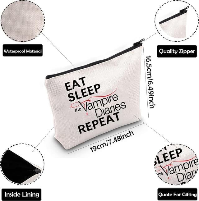 Detalle de BAUNA Vampire Diaries inspired zippered cosmetic bag (TVD merchandise)