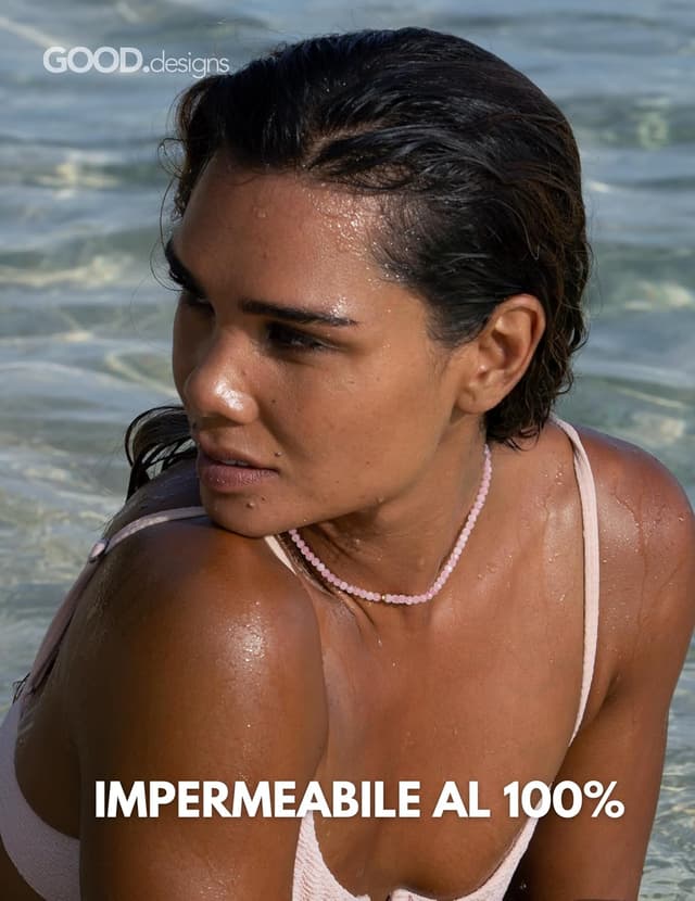 Detalle de GD GOOD.designs Collana di perle con pietre naturali 4 mm, regolabile 40–45 cm, placcatura oro 18K