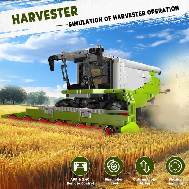 Detalle de Mould King 17014 – Kit de construction technique pour moissonneuse-batteuse télécommandée (1265 pièces)