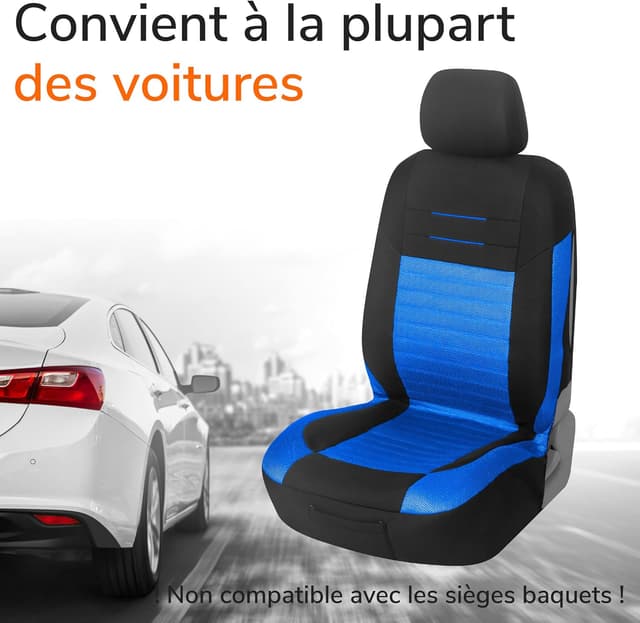 Detalle de upgrade4cars Housses de siège avant universelles Upgrade4cars (set version 2026) en bleu