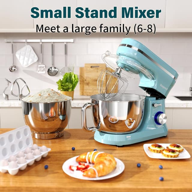 Thumbnail 6 de Vospeed Stand Mixer with 4.5L + 5L bowls, 8-speed 1000W tilt-head electric mixer