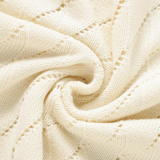 Thumbnail 5 de Mimixiong Cotton Knit Baby Blanket 100 x 80 Cream