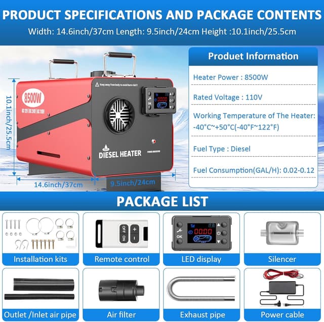 Thumbnail 1 de 8500W Diesel Heater 110V All-in-One Parking Heater