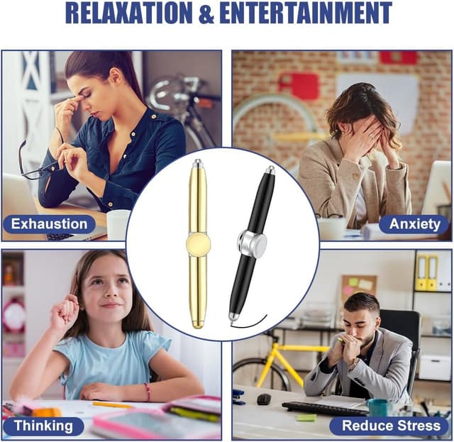 Thumbnail 6 de AUAUY 2PCS Spinning Pen with LED Light (Black & Gold) – rotating fidget ballpoint pens