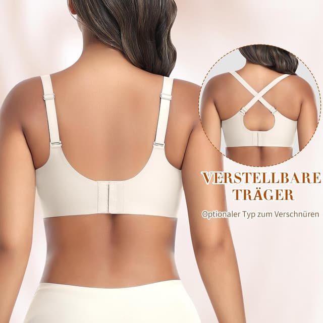 Detalle 2 de Nahtloser BH ohne Bügel (Bralette) mit tiefem V-Ausschnitt und Kreuz-Spitze