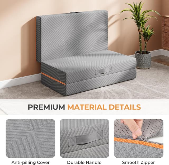 Detalle de Vesgantti Folding Mattress Double 135x190cm with 15cm Tri-Fold Gel Memory Foam