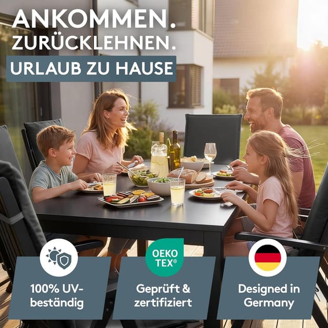 Detalle 1 de LILENO HOME Gartenstuhl Auflagen 4er-Set Hochlehner in Anthrazit (für MIA)