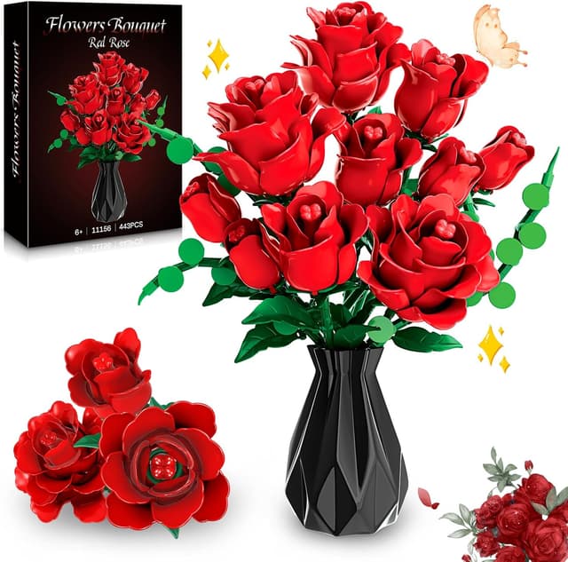 Detalle de kiothdre Red Rose Building Set 443PCS