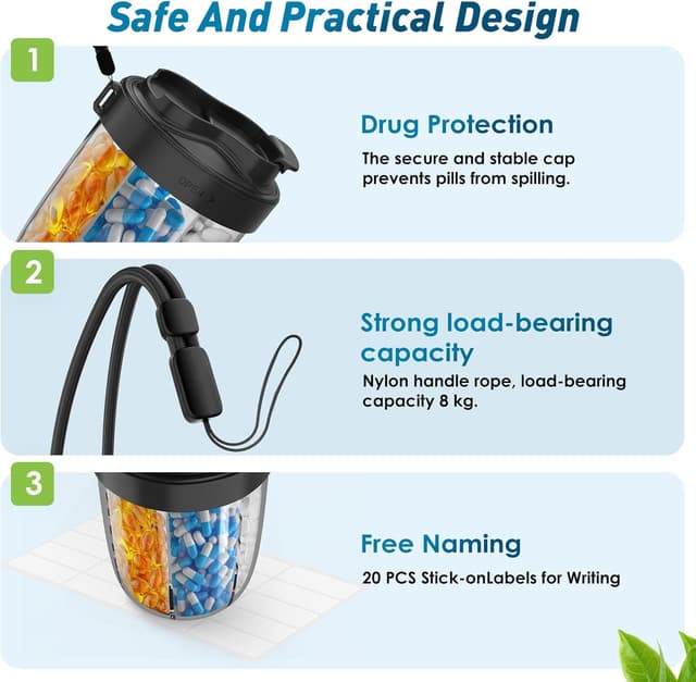 Thumbnail 5 de Pill Organizer 7‑compartment pill dispenser for travel 💊