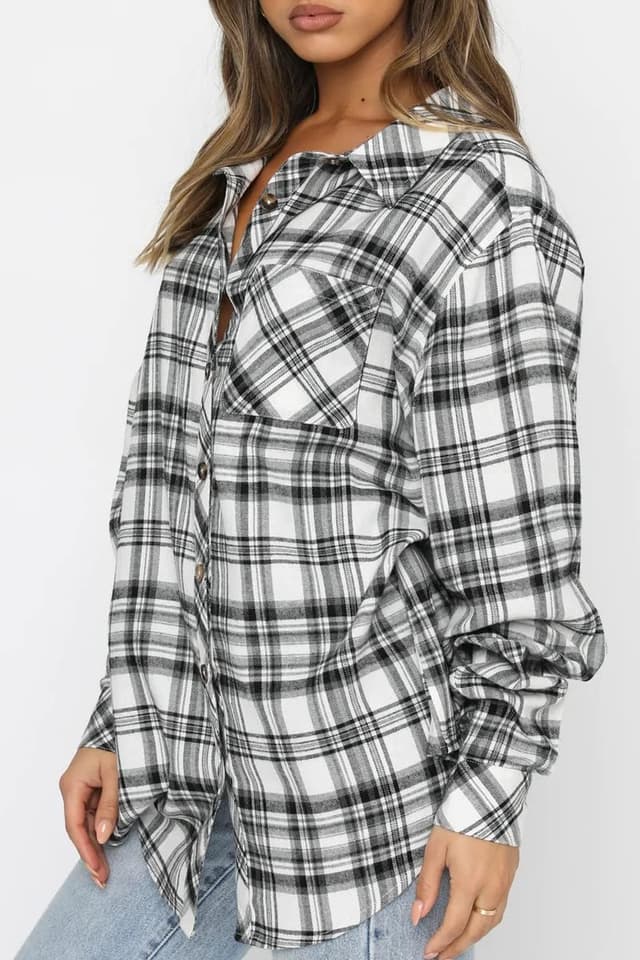 Thumbnail 6 de CHYRII Women’s Plaid Flannel Button-Down Shacket (Long Sleeve) with Pockets
