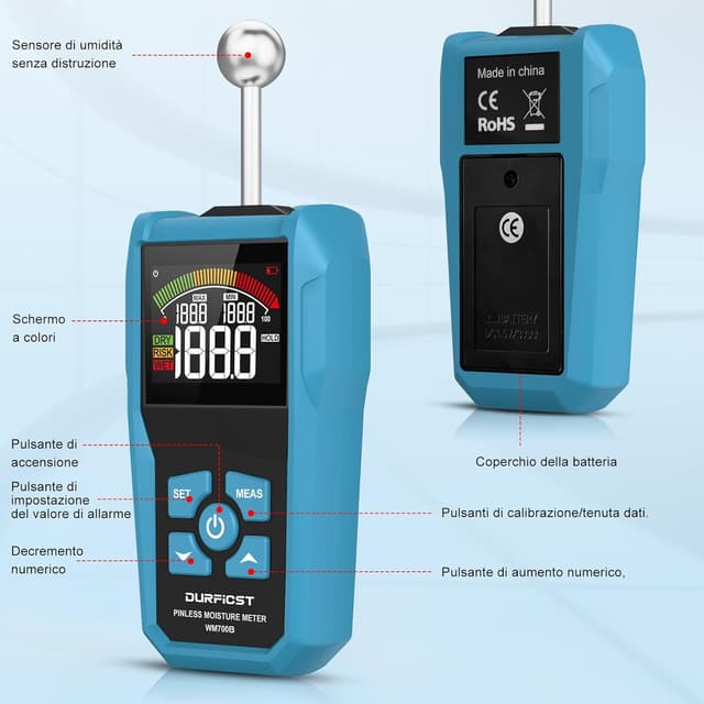 Detalle 1 de DURFICST igrometro legno con LCD a colori 5-40 mm