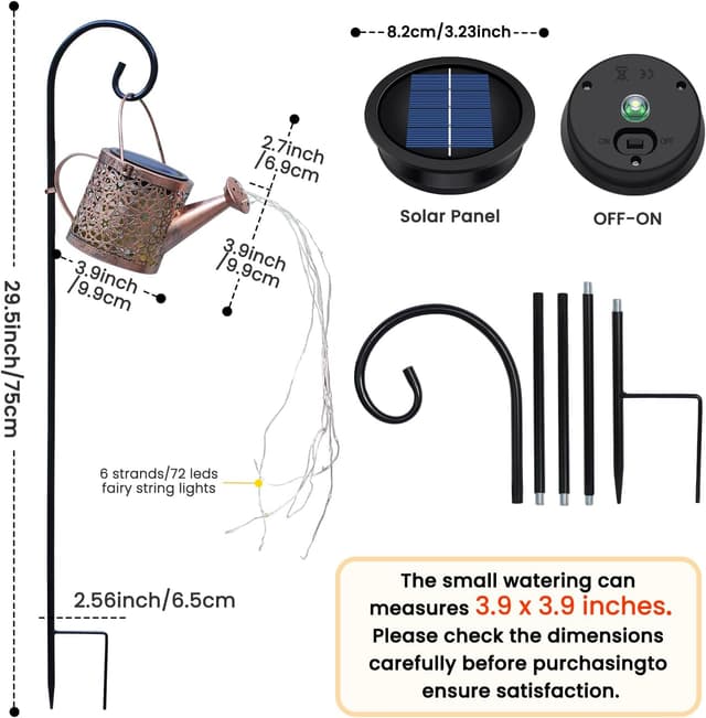 Detalle 2 de Solar Watering Can Lights 8.5cm panel