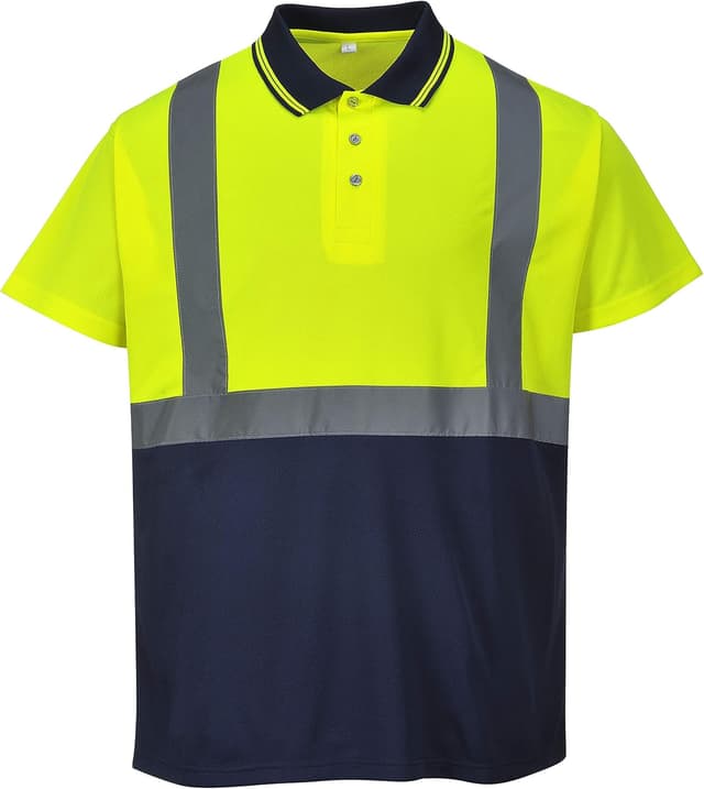 Detalle 2 de Portwest S479ONRM polo con maniche corte alta visibilità arancione/navy (taglia M)