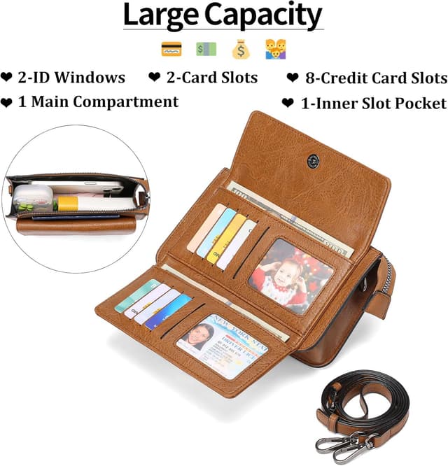 Detalle 2 de GAEKEAO RFID blocking crossbody bag for women with phone purse and wristlet strap