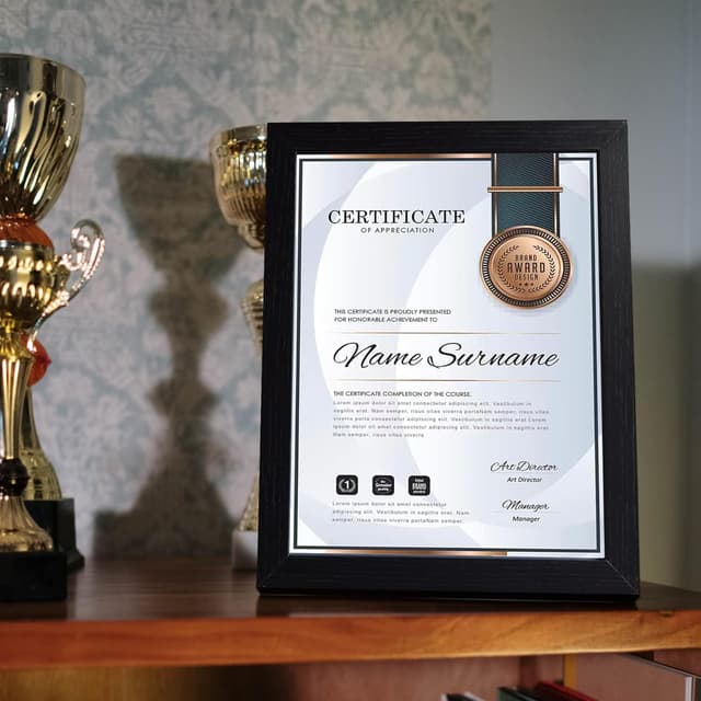 Detalle de 8.5x11 Certificate Document Picture Frame Set of 6 (Black) for Wall or Tabletop