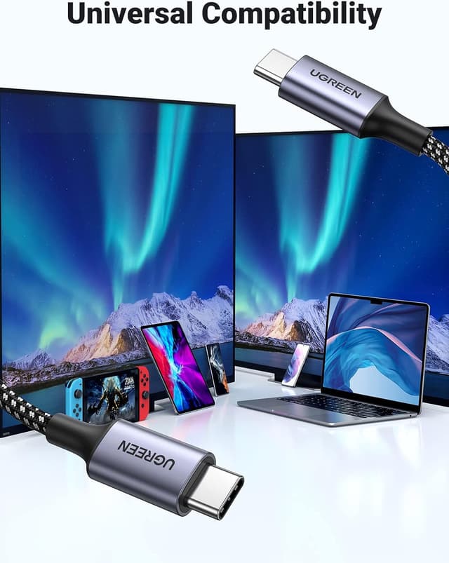 Detalle de UGREEN USB C to USB C Charger Cable 60W 1M ⚡