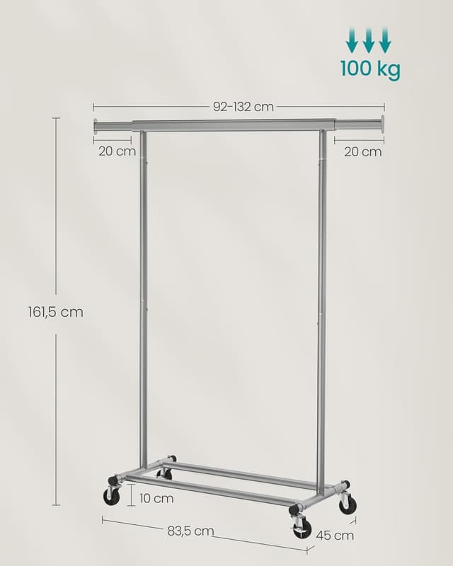 Thumbnail 4 de SONGMICS HSR013G01 Kleiderständer auf Rollen 100 kg
