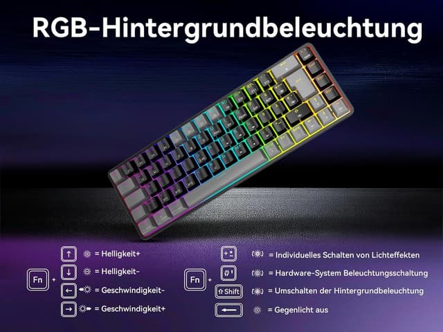 Thumbnail 5 de Dierya DK68 kabellose Gaming Tastatur 68 Tasten