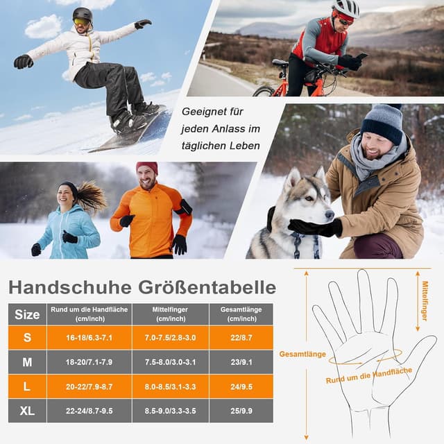 Thumbnail 5 de Anqier Winterhandschuhe Touchscreenhandschuhe für Radler