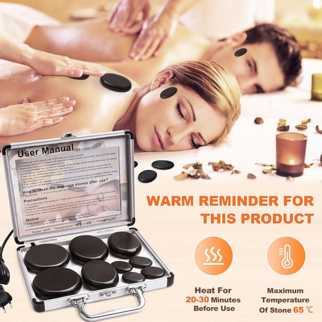 Detalle de Hot Stone Massage Set mit 9 Steinen