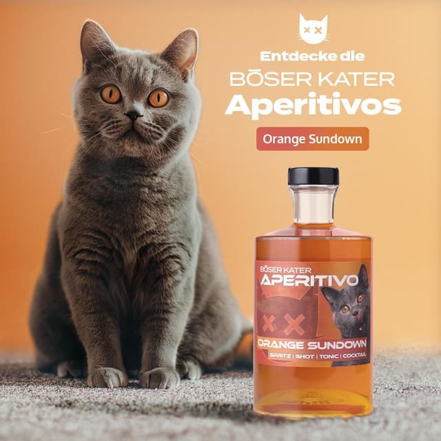 Detalle 2 de BÖSER KATER Orange Sundown Aperitif Geschenkset mit 2 Gläsern (Orangen-Fruchtlikör) – 0,5 l